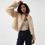 Daniela | Luxuriöse Cropped-Kunstpelz-Strickjacke – Aprikose