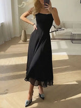 Midikleid Damen | A-Linie & Figurbetonte Taille – Schwarz