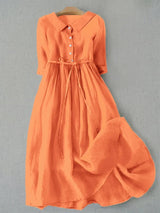 Midikleid Damen | Bindegürtel & Romantisch Fließend – Orange