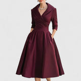 Midikleid Damen | Elegant & Zeitlos – Dunkelrot