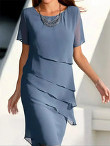 Midikleid Damen | Lagenlook & Figurschmeichelnd – Blau
