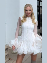 Mini Cocktailkleid Damen Elegant – Weiß