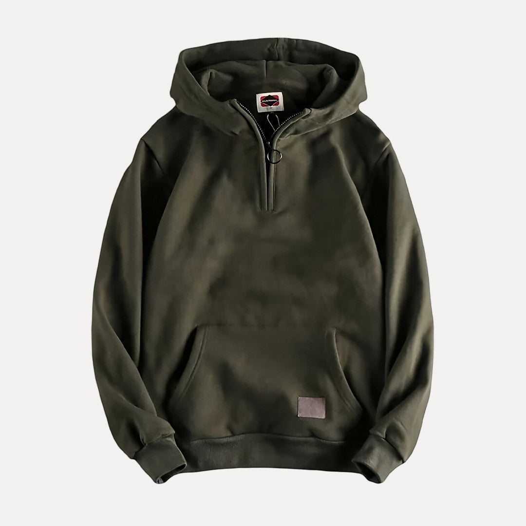Minimalistisches Hoodie mit Halbzip und Tasche