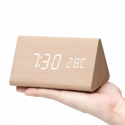 Moderner LED Digital Wecker aus Holz
