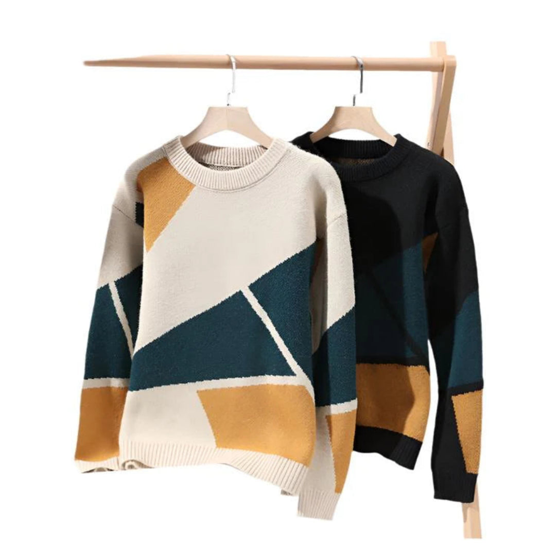 Modischer Strickpullover mit geometrischem Muster