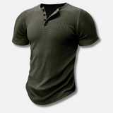 Muscle Fit T-Shirt Herren | Knopfleiste & Figurbetonter Sitz – Grün