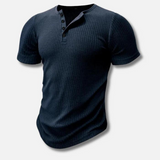 Muscle Fit T-Shirt Herren | Knopfleiste & Figurbetonter Sitz – Blau