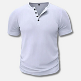 Muscle Fit T-Shirt Herren | Knopfleiste & Figurbetonter Sitz – Weiß