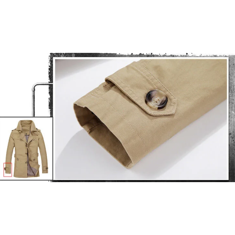 Herren Wintermantel - Eleganter Trenchcoat mit Gürtelschlaufen und Knopfleiste