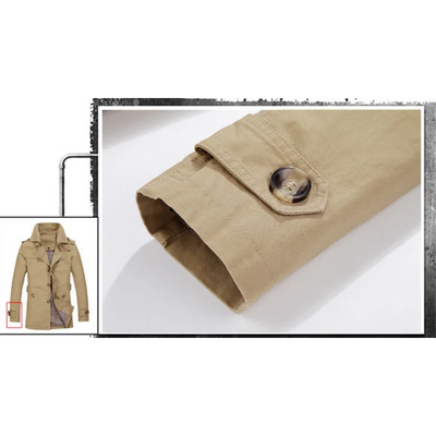 Herren Wintermantel - Eleganter Trenchcoat mit Gürtelschlaufen und Knopfleiste