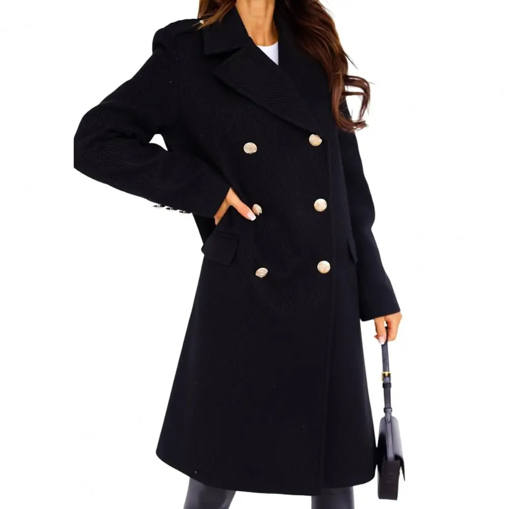 Eleganter Damenmantel - Klassisches Design mit Knöpfen und Taschen