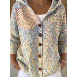 Natalia | Damen Strickjacke mit Kapuze und Muster – Hellgelb