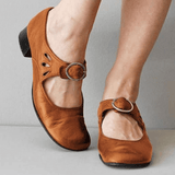 Damen-Sandalen aus PU-Leder zum Hineinschlüpfen – Braun