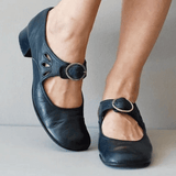Damen-Sandalen aus PU-Leder zum Hineinschlüpfen – Blau
