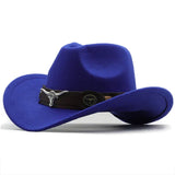 Western-Filzhut mit Stier-Schnallenband – Blau