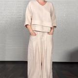 Zweiteiler Damen Sommer | Weites Bein & Minimalistisches Lagen-Design – Aprikos