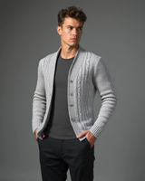 NOAH™ | ELEGANTER CARDIGAN FÜR HERREN – Hellgrau