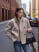 Damen Oversized Jacke mit Doppelreißverschluss und Taschen – Khaki