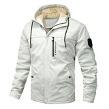 Herren winddichte Softshelljacke mit verstellbarer Kapuze und Innenfutter – Ecru