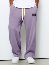 Herren nan lässige Waffelstrick Loungehose mit Kordelzug und geradem Schnitt Drune – Violett
