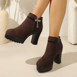Damen Stiefeletten mit Glitzer-Detail und rutschfester Sohle – Dunkelbraun