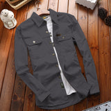 Herren Canvas-Overshirt mit Klappbrusttaschen und verstärkten Nähten – Grau