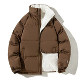 Damen gesteppte Thermo-Bomberjacke mit Teddyfutter und hohem Stehkragen – Kaffee