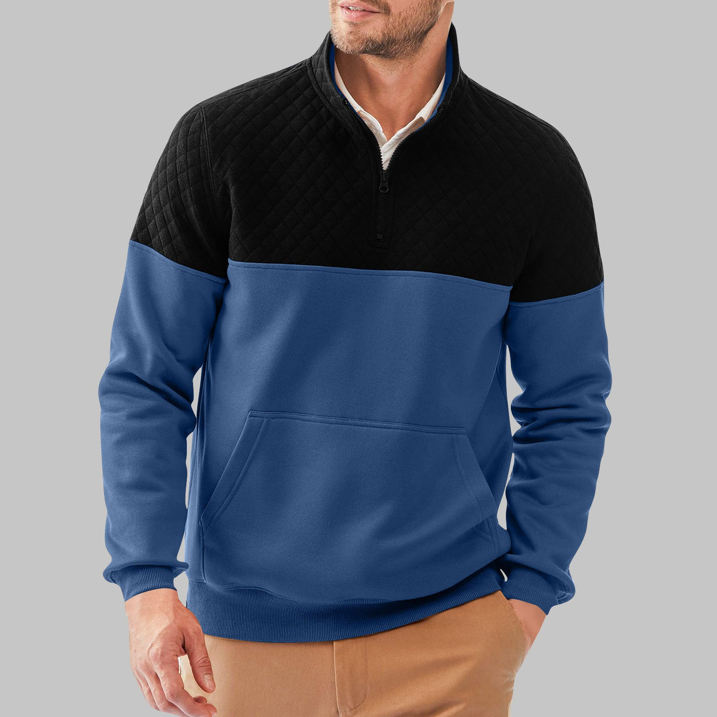 Herren gemütlicher Fleece-Pullover mit Stehkragen Aliams