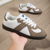 Damen Sportliche Schnür Leder Sneakers Mit Rutschfester Sohle – Bequeme Freizeitschuhe – Khaki