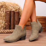 Damen Stiefeletten mit Blockabsatz und bequemer Passform – Khaki