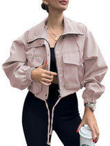Damen Kurzjacke mit Kordelzug und elastischen Bündchen – Lotusrosa