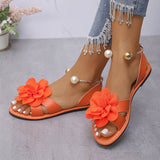 Damen Elegante Sandalen Mit Floralen Applikationen – Stilvolle Sommerschuhe – Orange