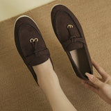 Damen Flache Slip-On Wildleder Loafer – Bequeme Freizeitschuhe – Dunkelbraun