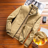 Herren Bomberjacke mit Teddyfutter und Reißverschlusstaschen – Gefüttert Dunkles Ocker