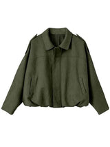 Damen Oversized Jacke mit praktischen Taschen – Olivgrün