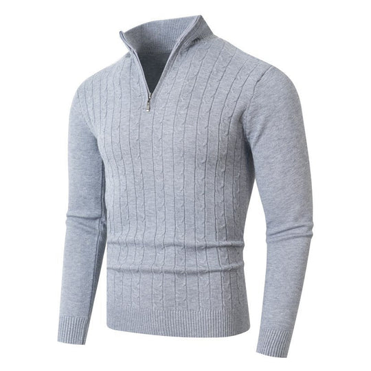 Herren Pullover mit Kabelstrickmuster und Stehkragen