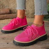 Damen Schnür Mesh Sneaker – Atmungsaktive Laufschuhe Mit Grip Sohle – Magenta