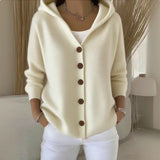 Damen nan Kapuzen-Cardigan mit Knopfleiste und lässiger Oversize-Passform Drune – Apricot