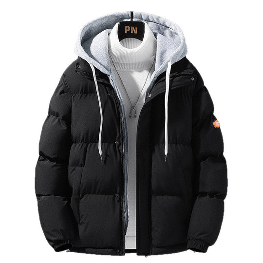 Herren wattierte Steppjacke mit Kapuze und Zwei-Wege-Reißverschluss