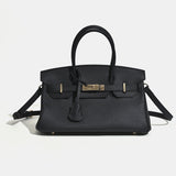 Jana | Damen Leder Schultertasche – Strukturierte Handtasche Rindsleder Crossbody für Büro 2026 – Schwarz