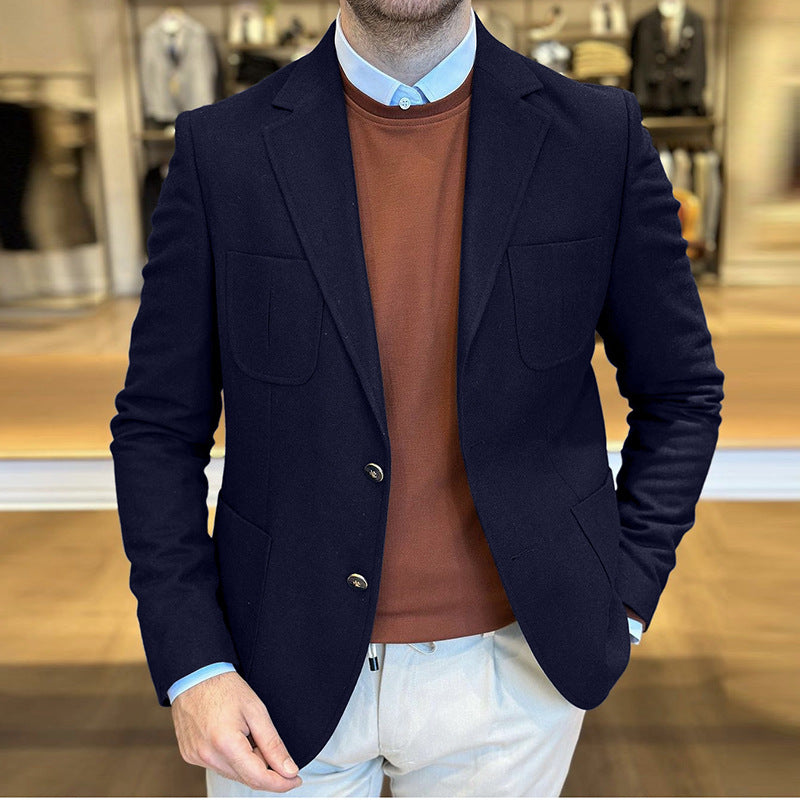 Herren Eleganter Wildlederblazer mit doppelter Knopfleiste und praktischen Taschen Aliams