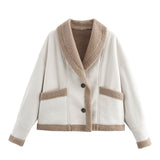 Damen Kurzjacke mit Knöpfen und Taschen – Weiß