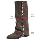 Damen Stiefel mit Perlenschmuck und rutschfester Sohle – Braun
