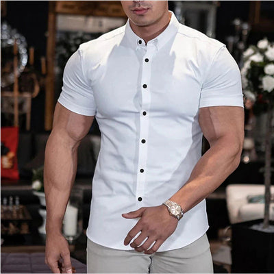 Fyn - Herren Slim Fit Kurzarm einfarbig Fitness Shirt