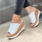 Damen Elegante Offene Keilsandalen – Bequeme Sommerschuhe – Weiß