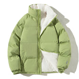 Damen gesteppte Thermo-Bomberjacke mit Teddyfutter und hohem Stehkragen – Limettengrün