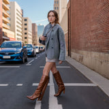 Damen Oversized Jacke mit Doppelreißverschluss und Taschen – Grau