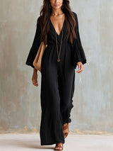 Florabelle - Weitbeiniger Soft-Touch-Jumpsuit – Schwarz