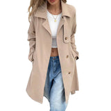 Damen Trenchcoat mit Knopfleiste und praktischen Taschen – Khaki