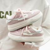Damen Rosa Plattform Sneaker Mit Fleece-Futter – Rosa